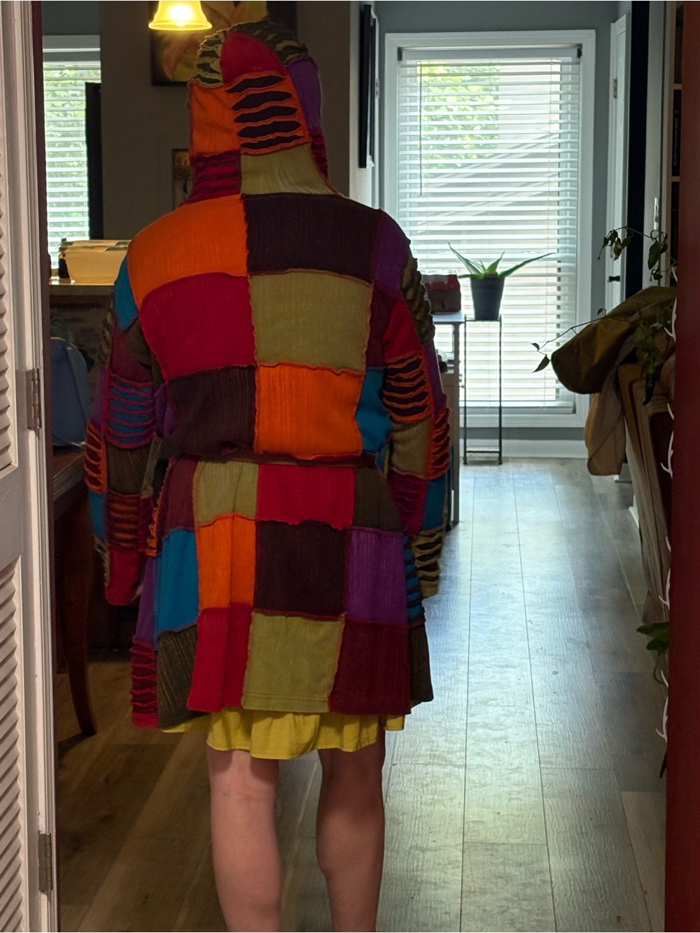 Colorblock Patchwork Hooded Cardigan - Multicolor - Picture 2 of 5